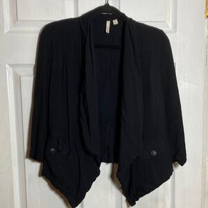 Frenchi Black Draped Open-Front Sweater